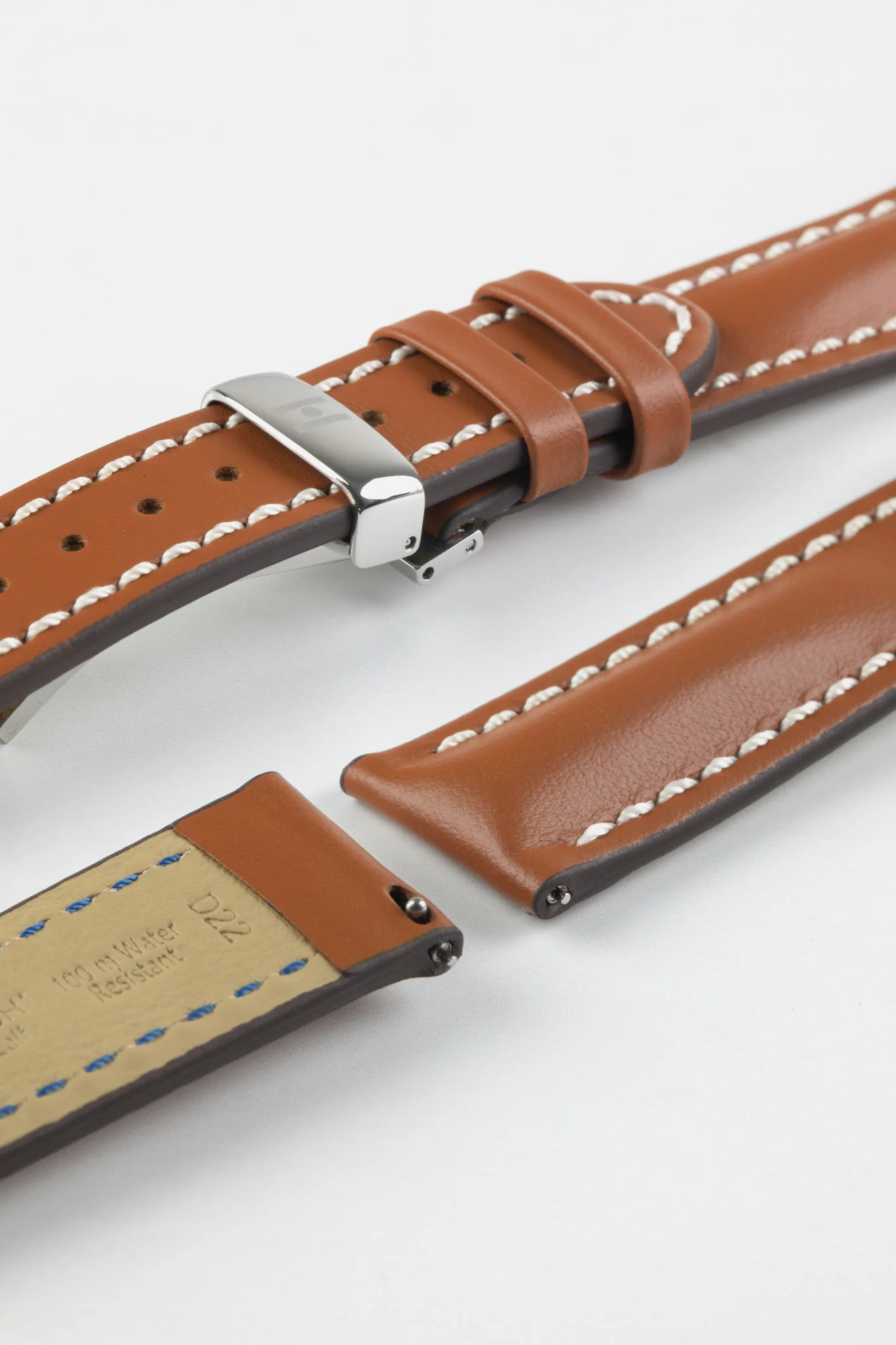 Hirsch HEAVY CALF Water-Resistant Calf Leather Watch Strap in GOLD BROWN - Image 11