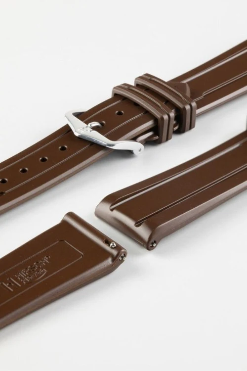 Hirsch HEVEA Natural Rubber Waterproof Watch Strap in BROWN - Image 7