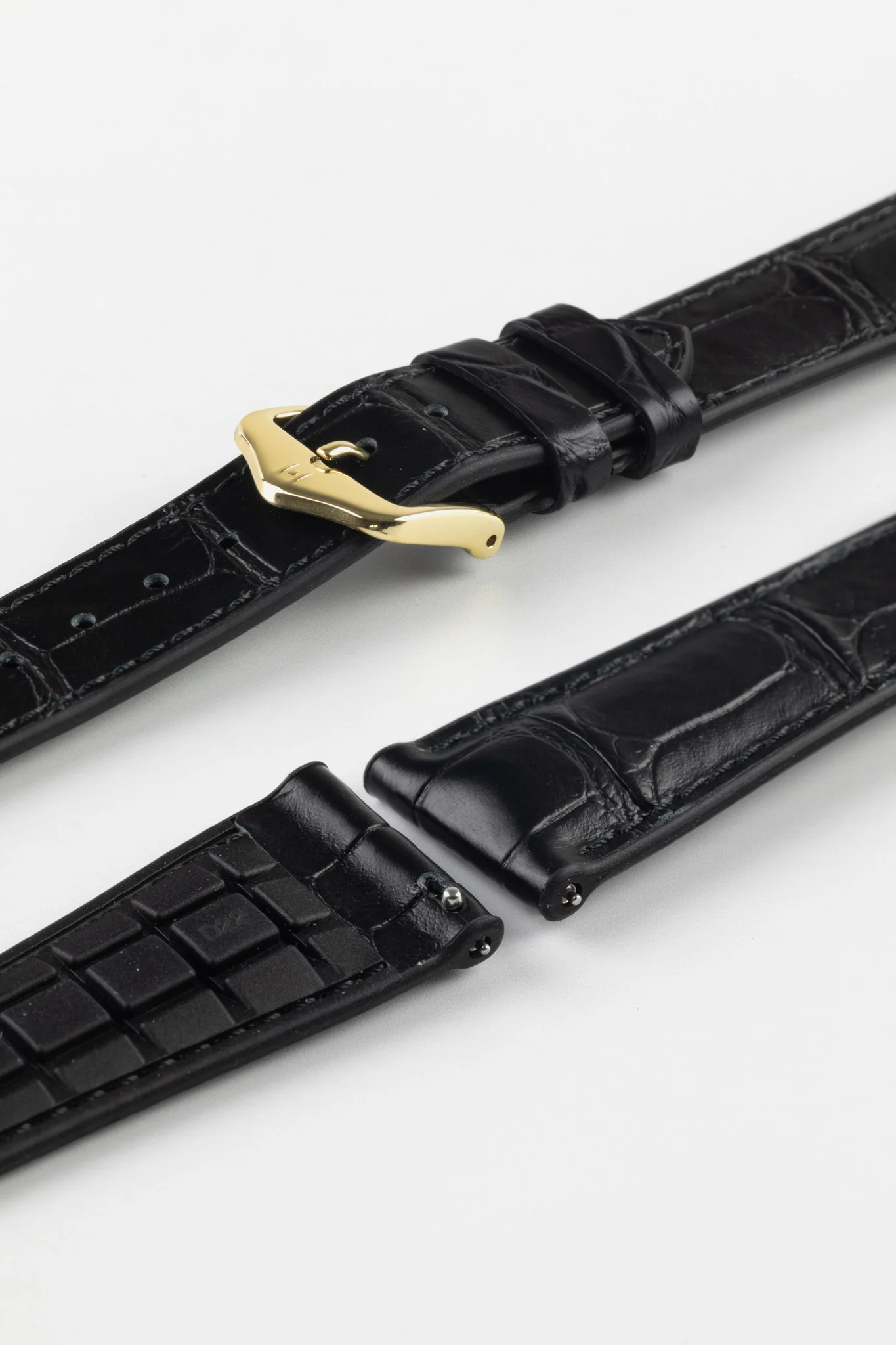 Hirsch IAN Louisiana Alligator Leather Performance Watch Strap - BLACK - Image 8