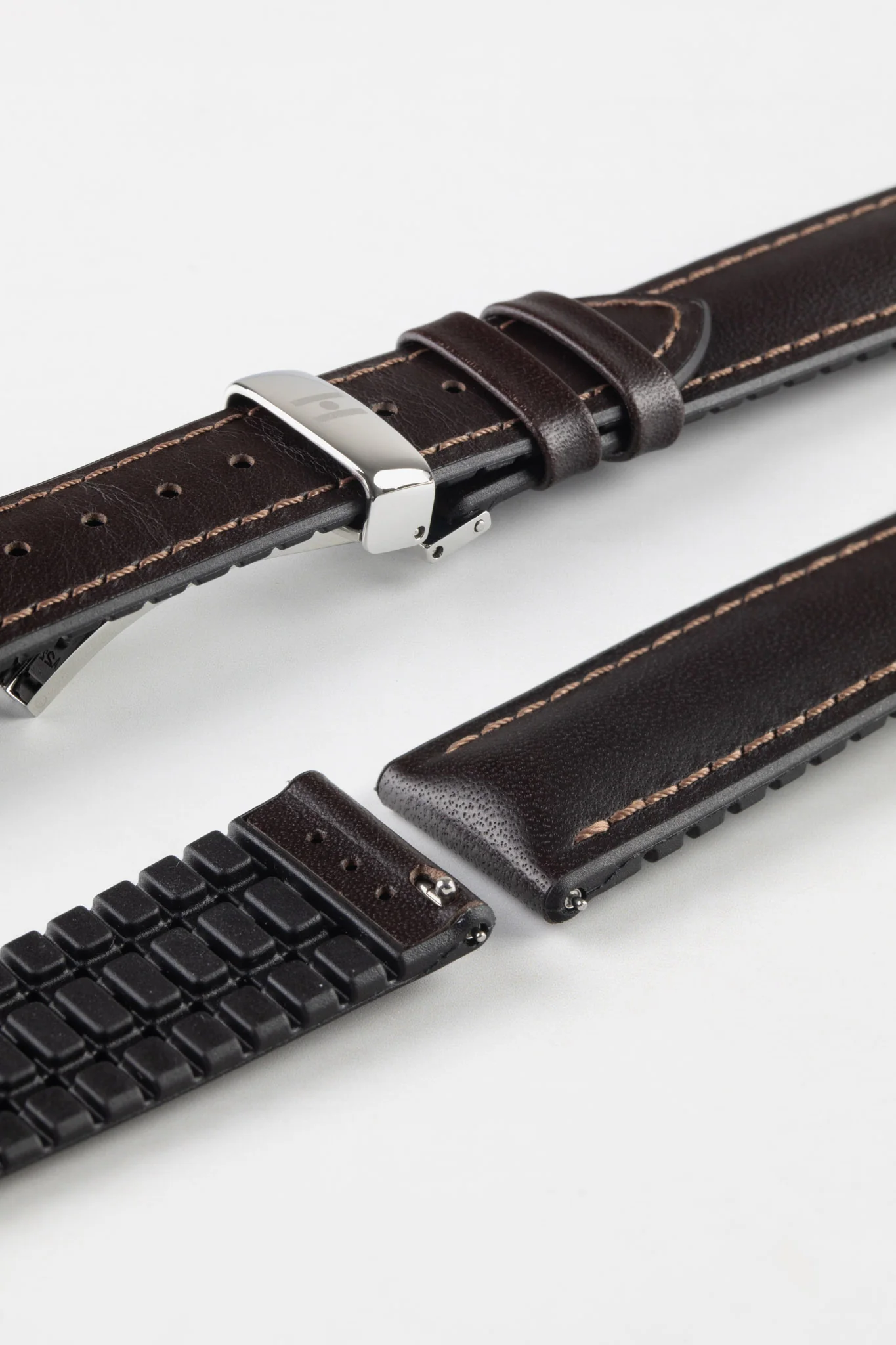 Hirsch JAMES Calf Leather Performance Watch Strap in BROWN - Image 11