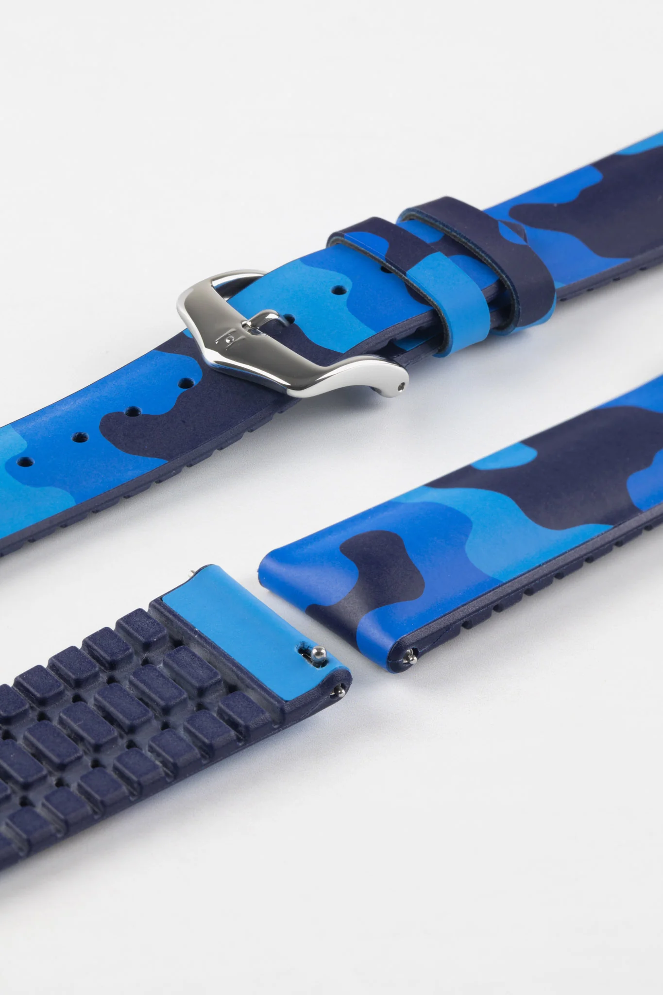 Hirsch JOHN Natural Rubber Performance Watch Strap in BLUE CAMOUFLAGE - Image 7