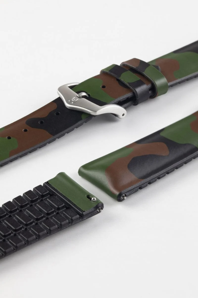 Hirsch JOHN Natural Rubber Performance Watch Strap in GREEN CAMOUFLAGE - Image 10