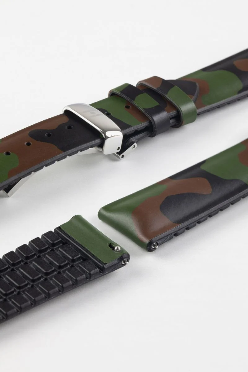 Hirsch JOHN Natural Rubber Performance Watch Strap in GREEN CAMOUFLAGE - Image 11