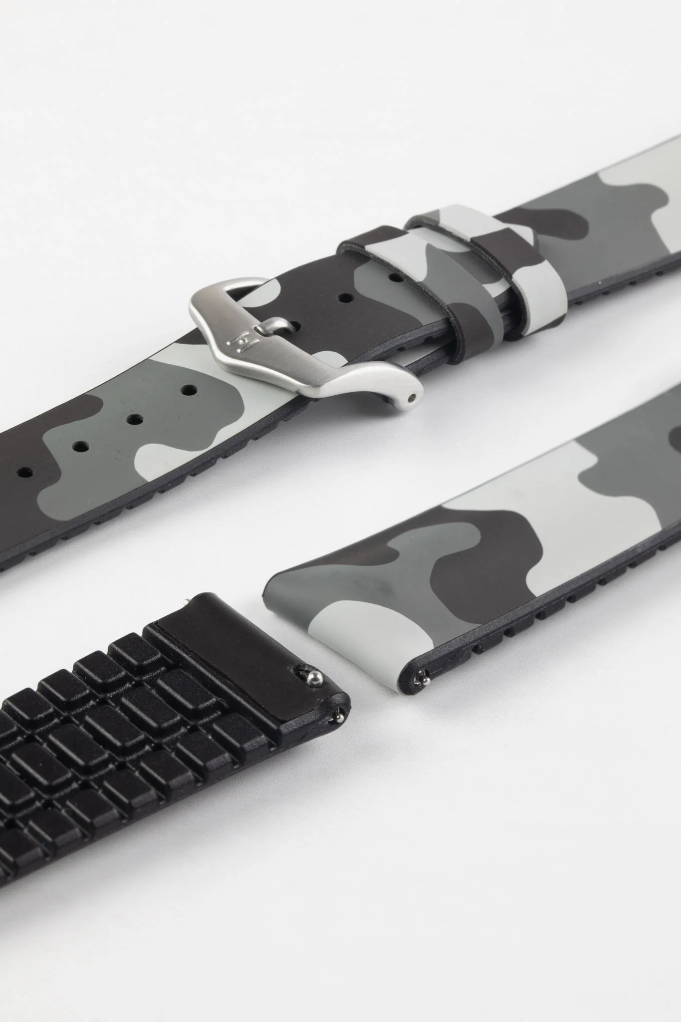 Hirsch JOHN Natural Rubber Performance Watch Strap in GREY CAMOUFLAGE - Image 10
