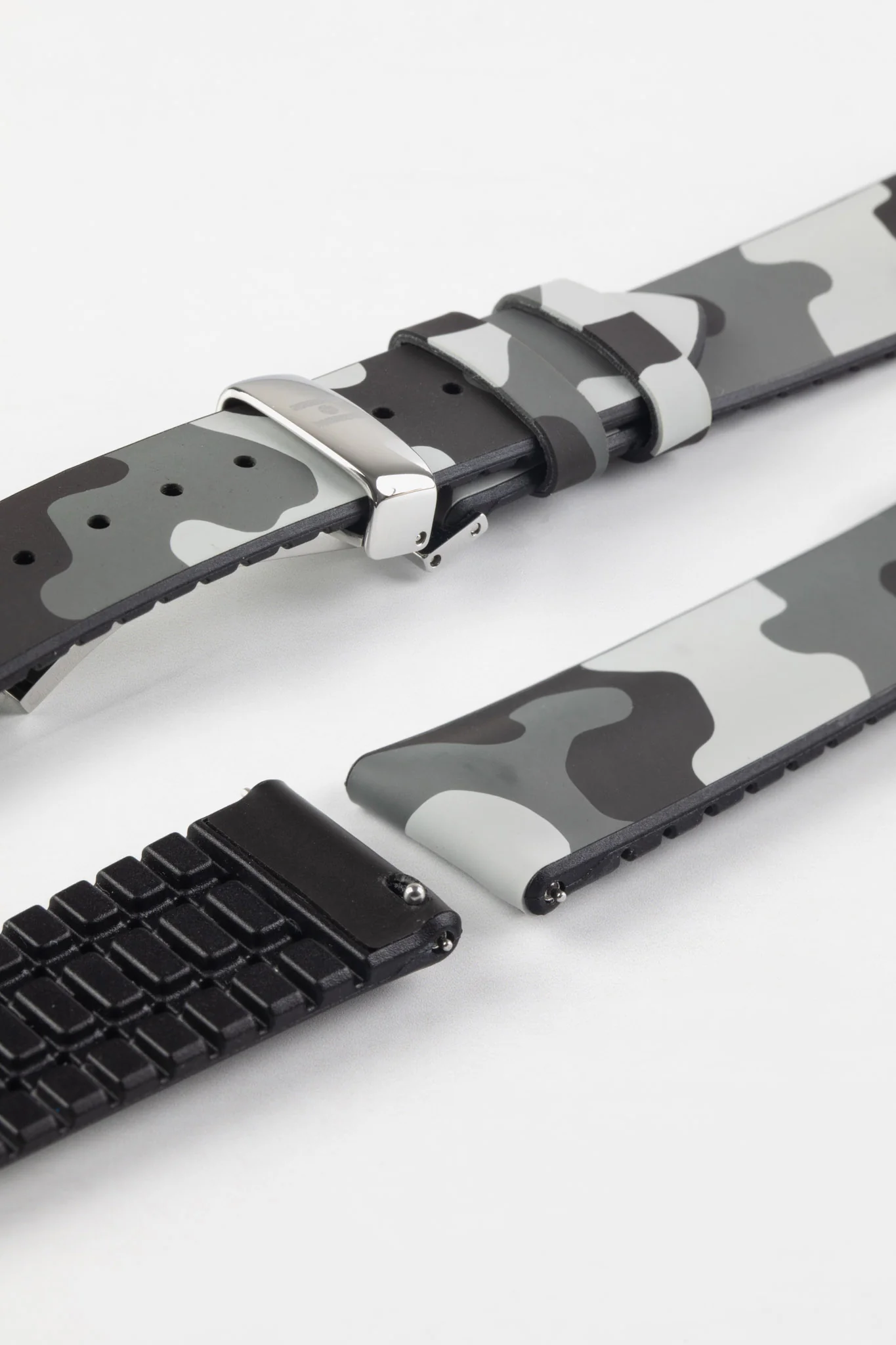 Hirsch JOHN Natural Rubber Performance Watch Strap in GREY CAMOUFLAGE - Image 11