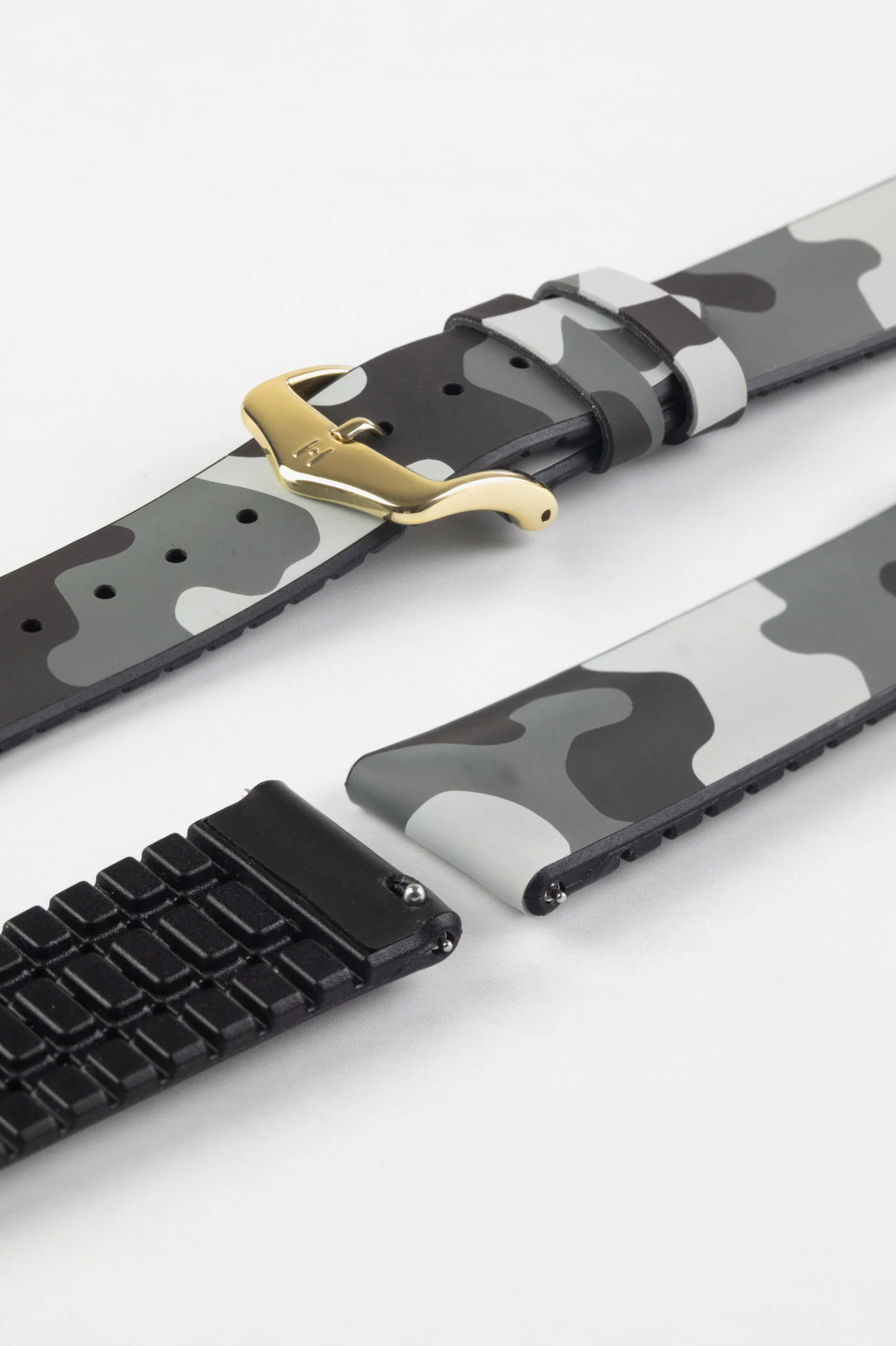 Hirsch JOHN Natural Rubber Performance Watch Strap in GREY CAMOUFLAGE - Image 8