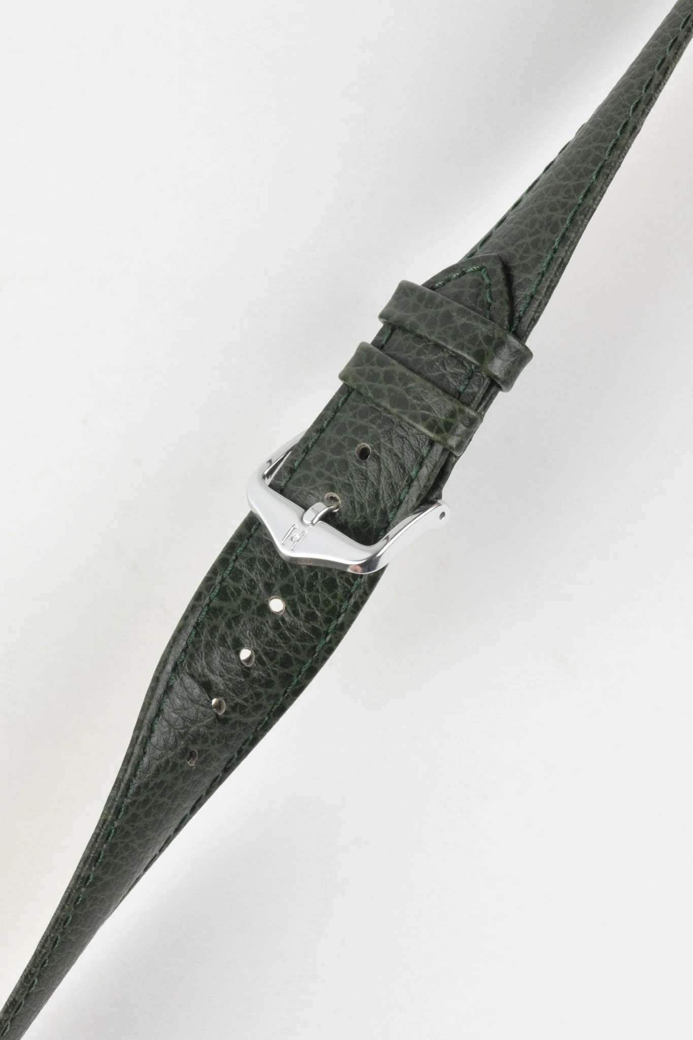 Hirsch KANSAS Buffalo Embossed Calf Leather Watch Strap in GREEN - Image 5