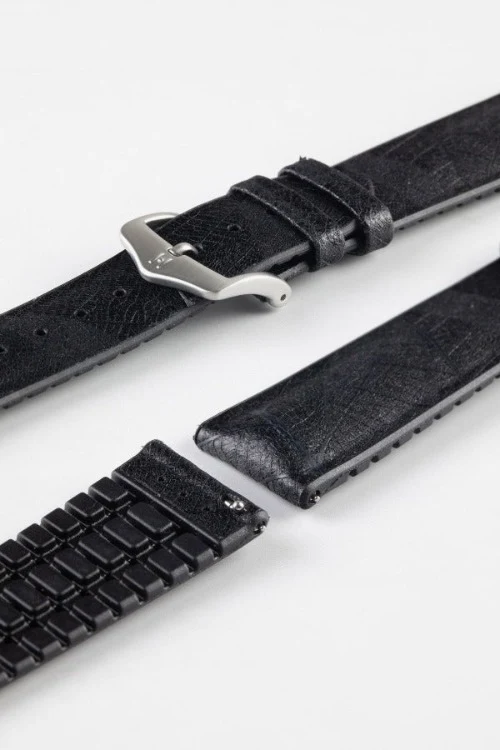 Hirsch LEAF Vegan Performance Rubber Watch Strap in BLACK - Image 10