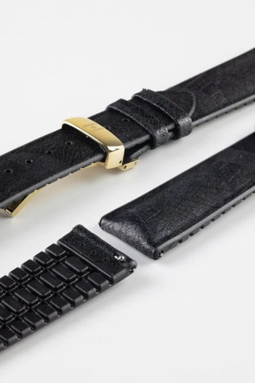 Hirsch LEAF Vegan Performance Rubber Watch Strap in BLACK - Image 12