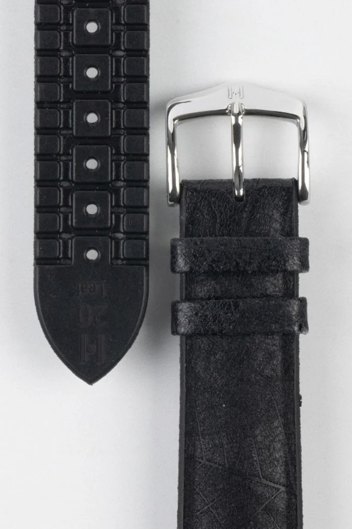 Hirsch LEAF Vegan Performance Rubber Watch Strap in BLACK - Image 3