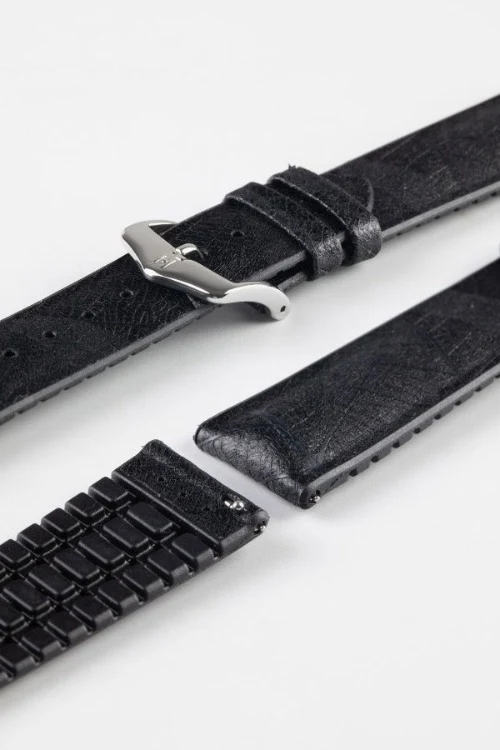 Hirsch LEAF Vegan Performance Rubber Watch Strap in BLACK - Image 7