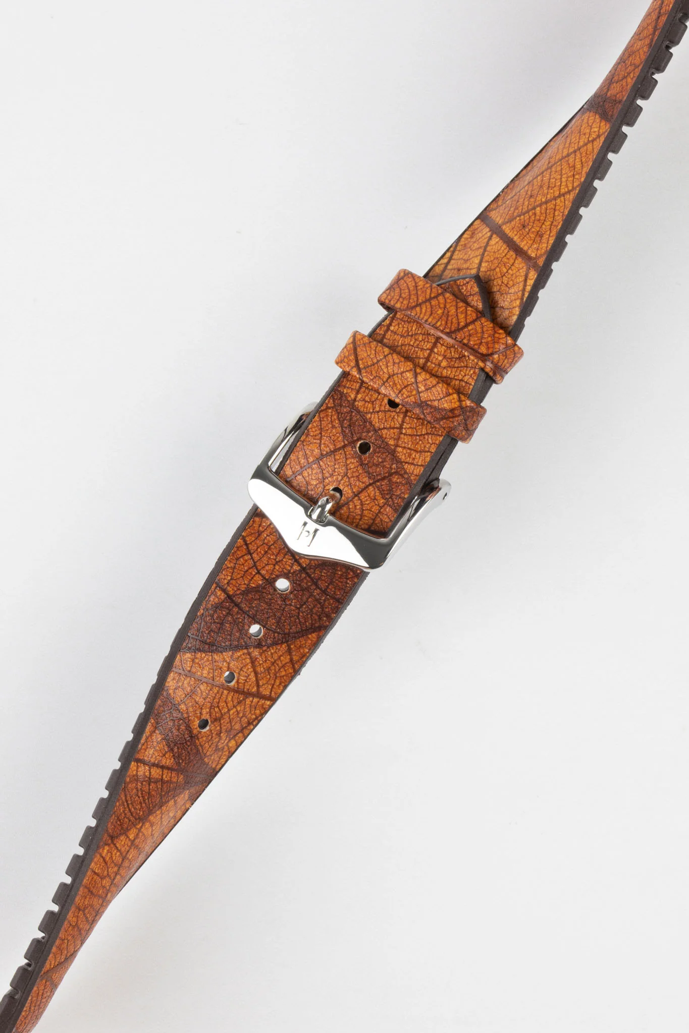 Hirsch LEAF Vegan Performance Rubber Watch Strap in BROWN - Image 5