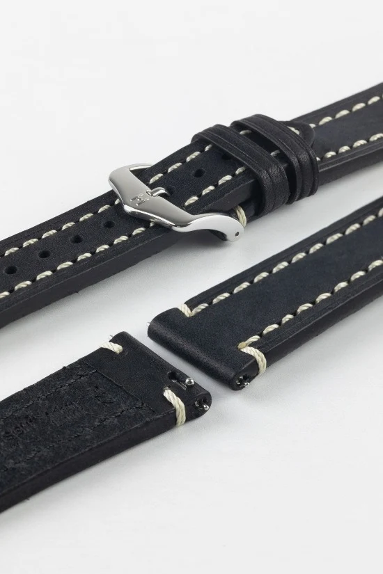 Hirsch LIBERTY Leather Watch Strap in BLACK - Image 7