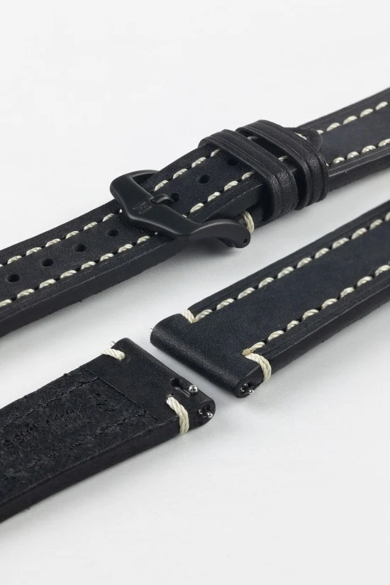 Hirsch LIBERTY Leather Watch Strap in BLACK - Image 9