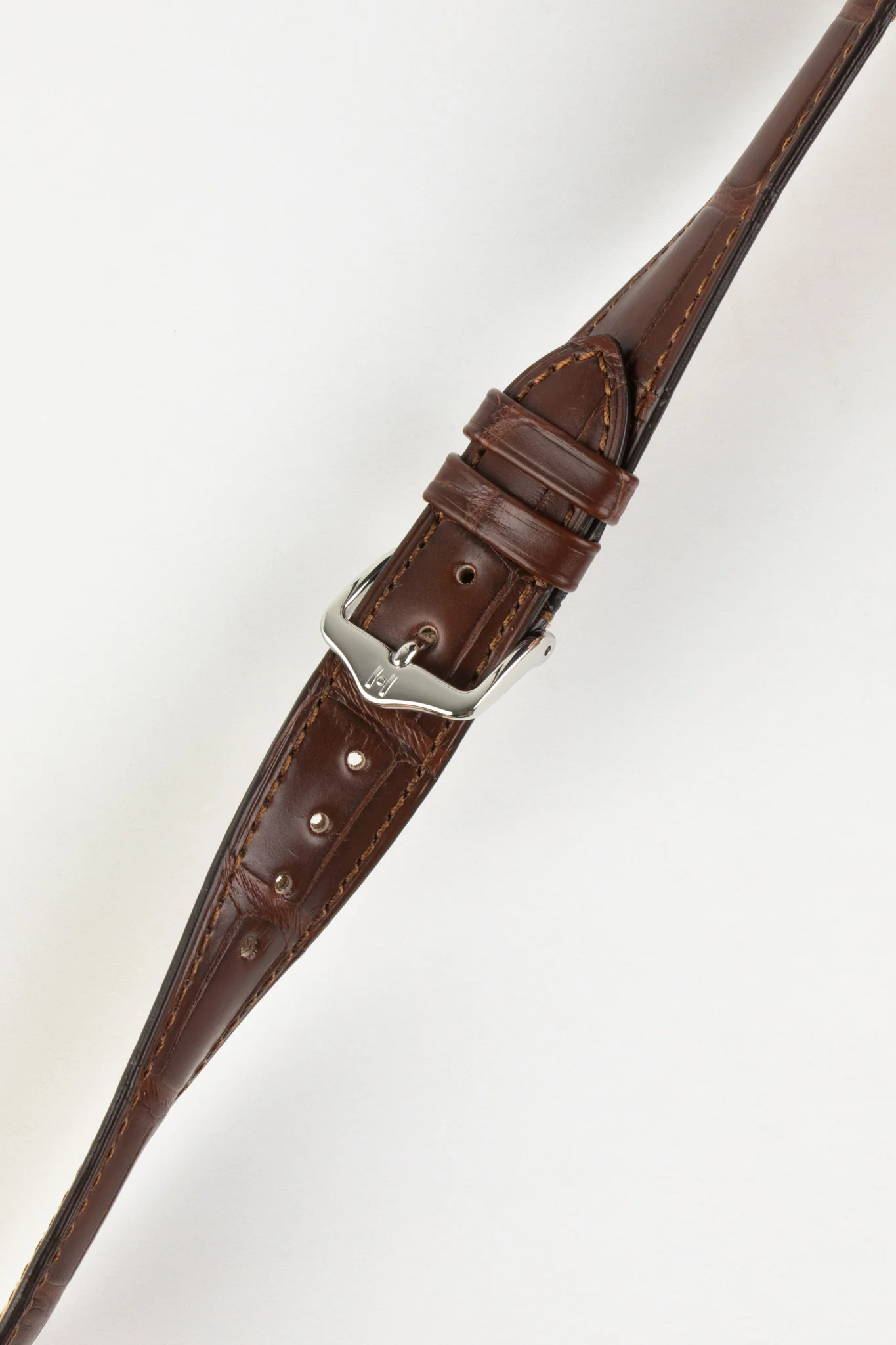 Hirsch LONDON Matt Alligator Leather Quick-Release Watch Strap in BROWN - Image 3