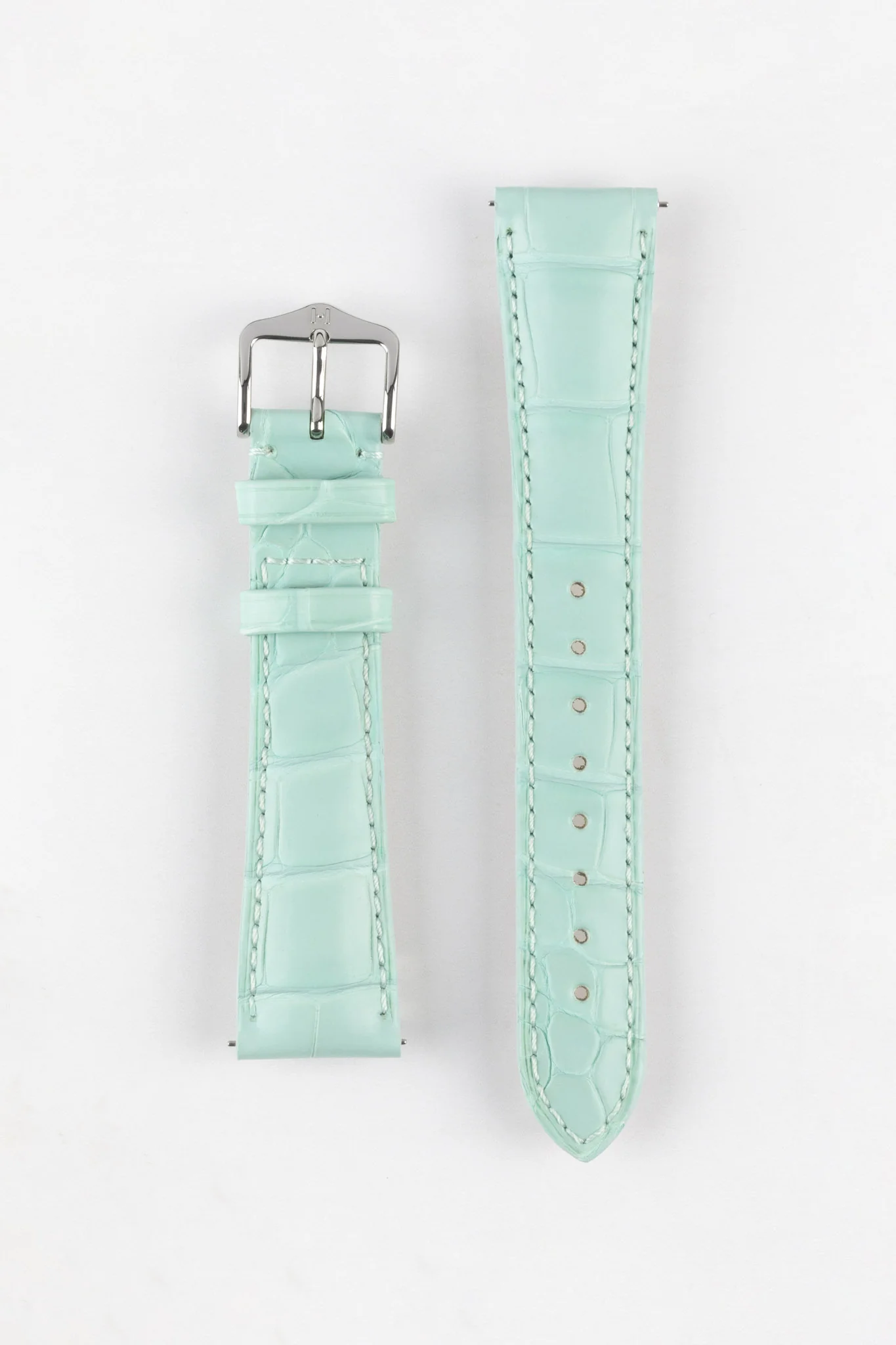 Hirsch LONDON Matt Alligator Leather Watch Strap in PASTEL BLUE