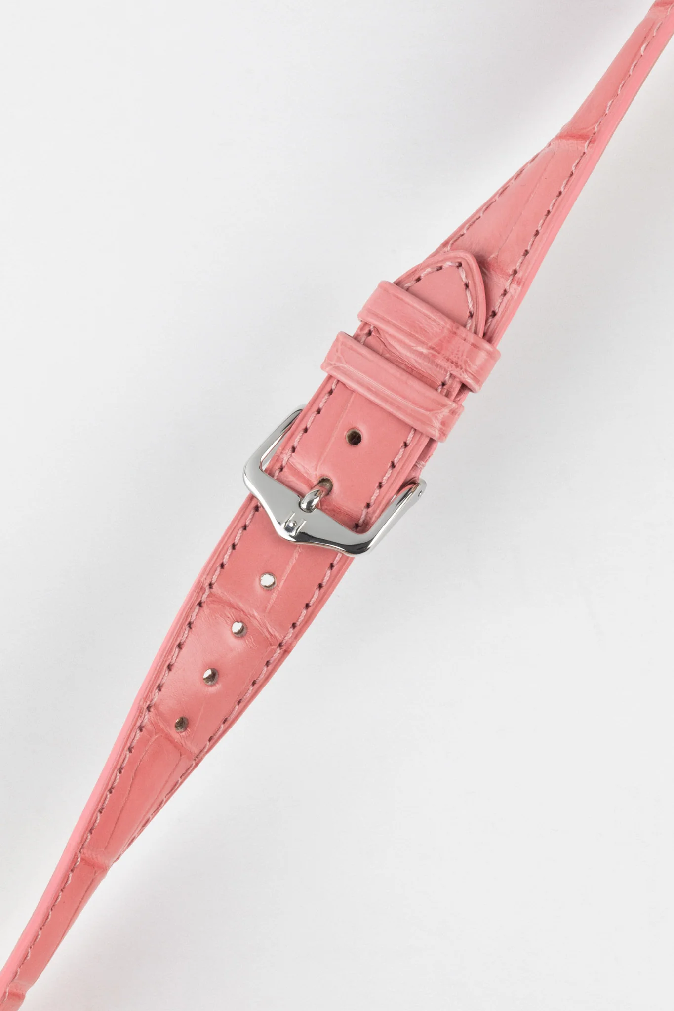Hirsch LONDON Matt Alligator Leather Watch Strap in PINK - Image 5