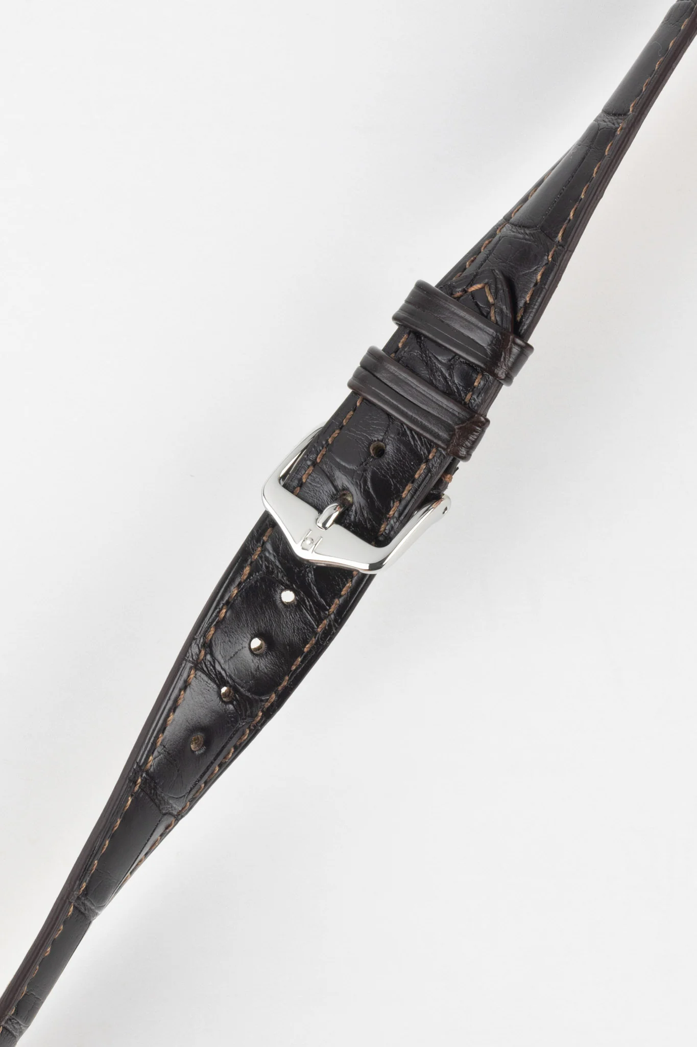 Hirsch LONDON Matt Alligator Leather Watch Strap in DARK BROWN - Image 5