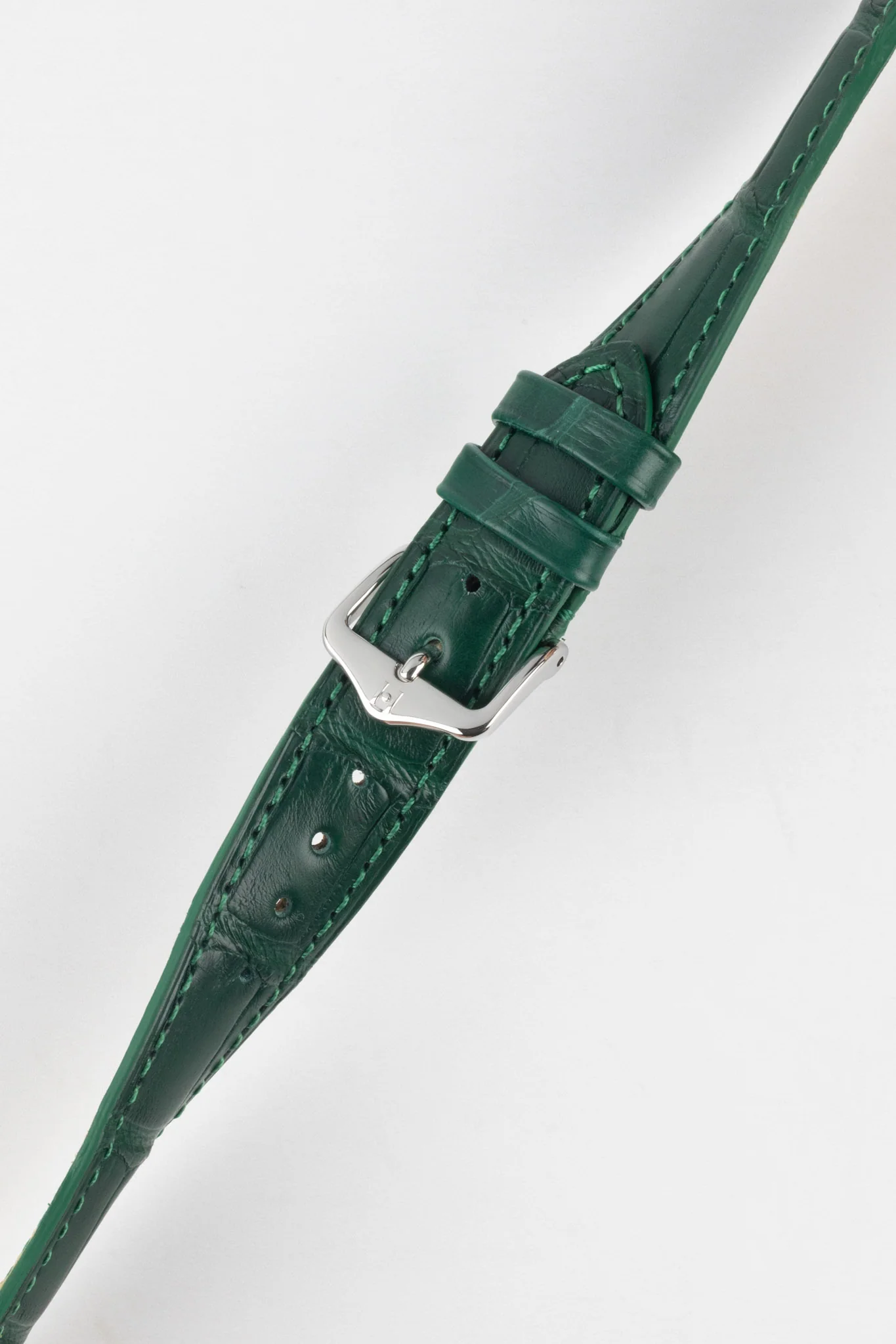 Hirsch LONDON Matt Alligator Leather Watch Strap in DARK GREEN - Image 5
