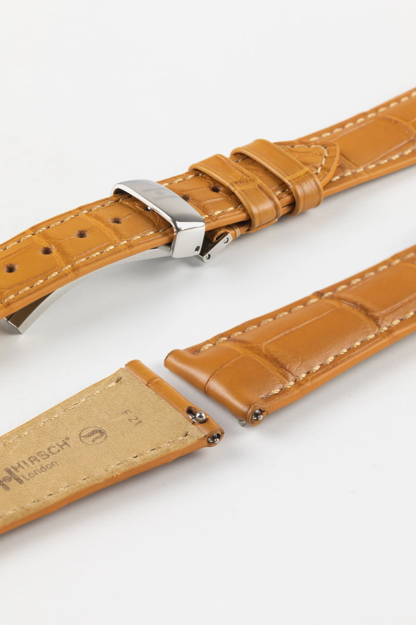Hirsch LONDON Matt Alligator Leather Watch Strap in HONEY - Image 10