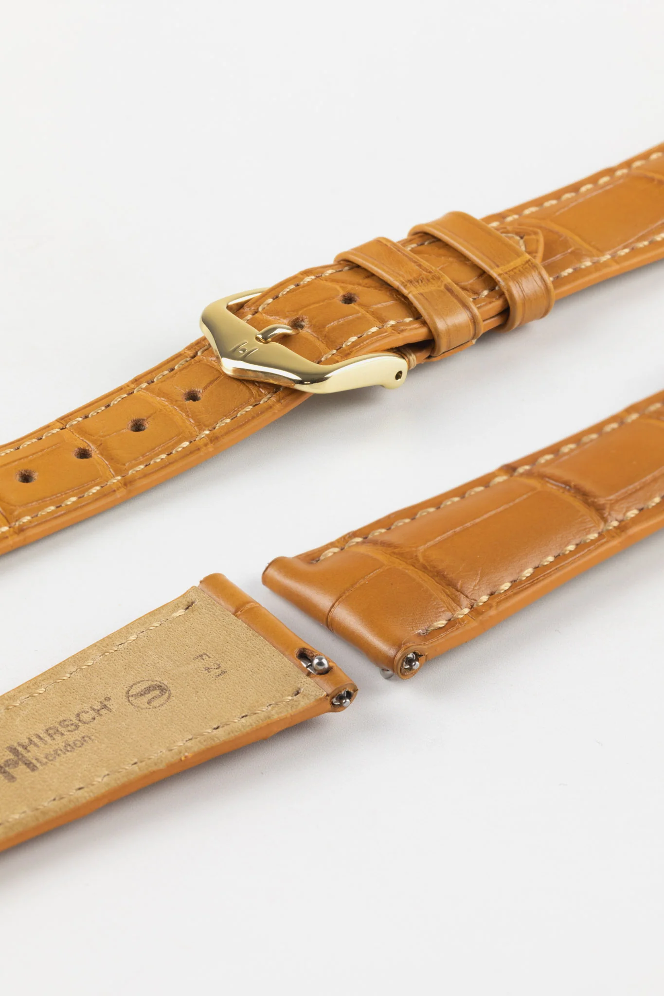 Hirsch LONDON Matt Alligator Leather Watch Strap in HONEY - Image 6