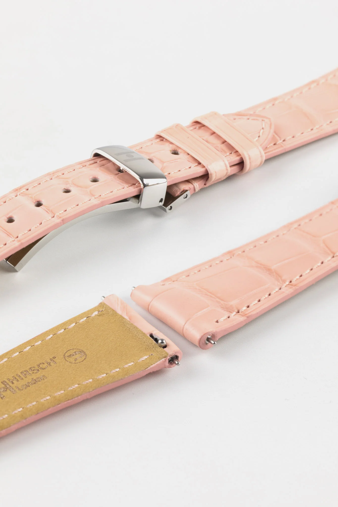 Hirsch LONDON Matt Alligator Leather Watch Strap in ROSA - Image 10