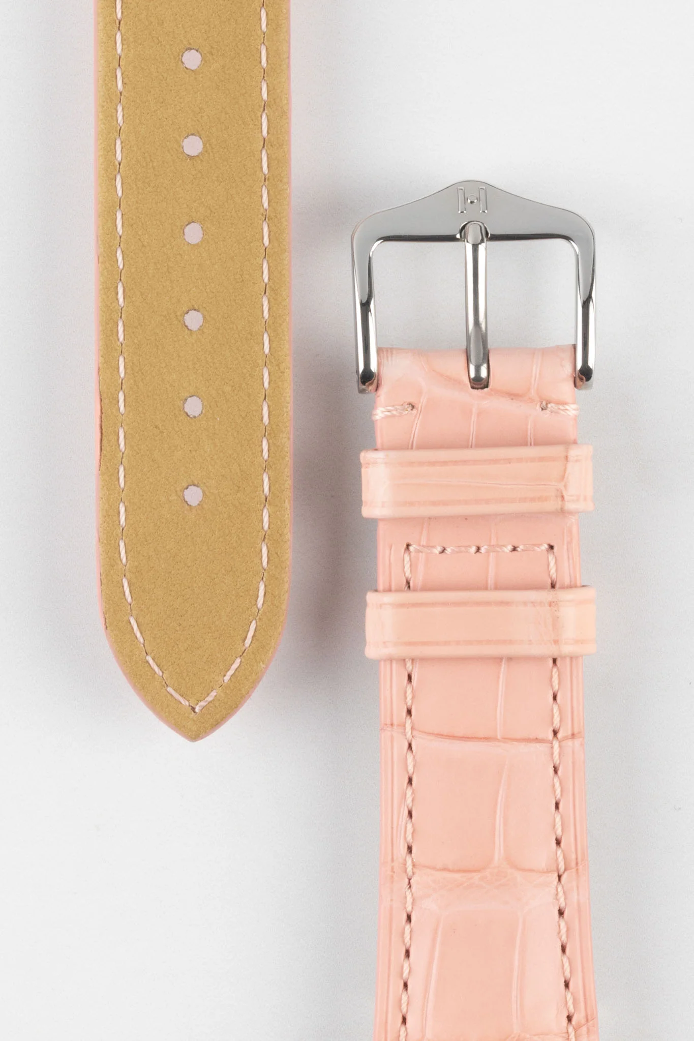 Hirsch LONDON Matt Alligator Leather Watch Strap in ROSA - Image 3