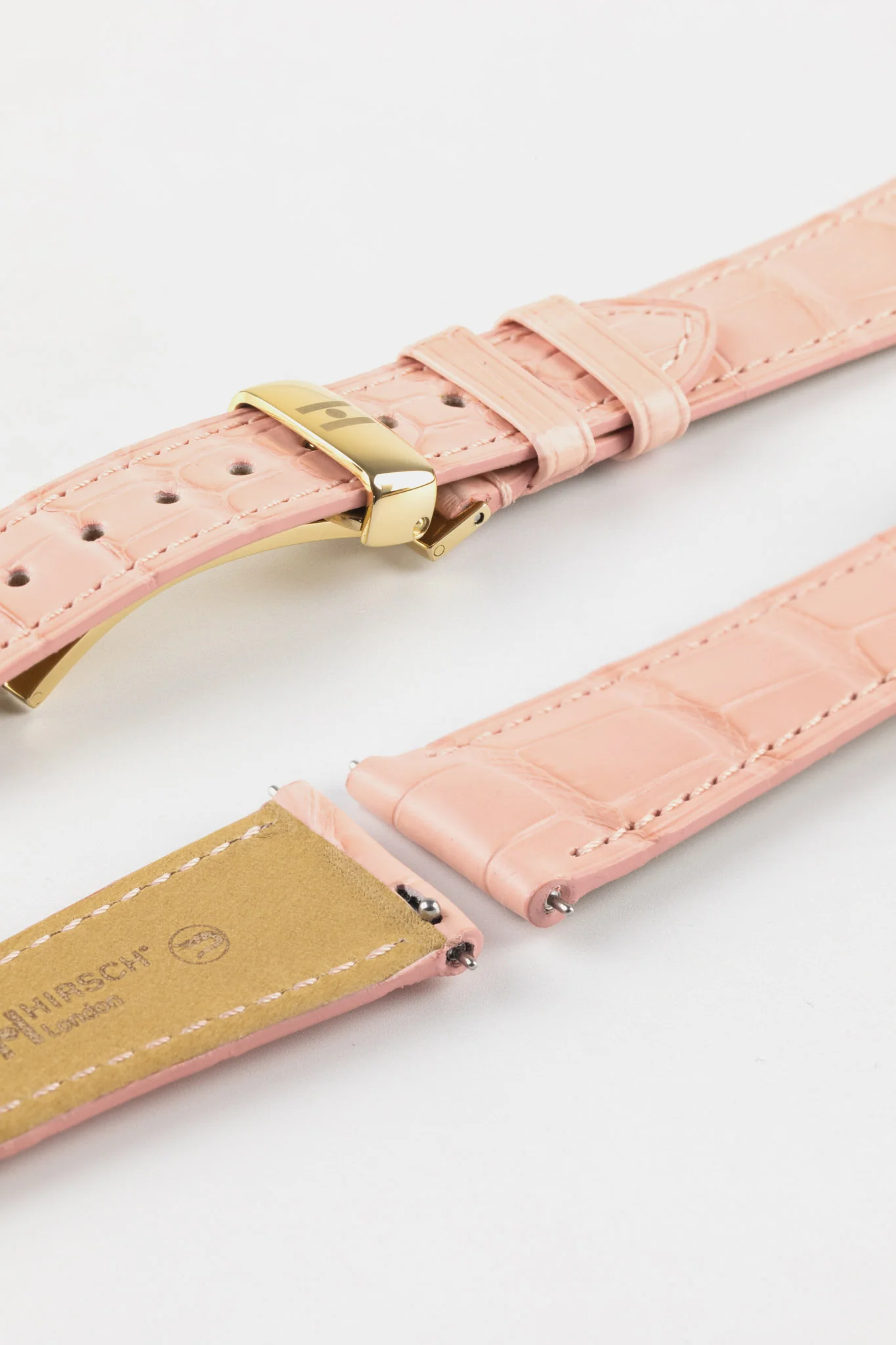 Hirsch LONDON Matt Alligator Leather Watch Strap in ROSA - Image 9