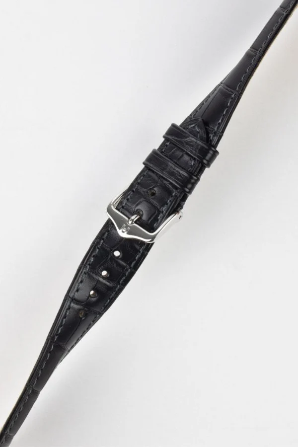Hirsch LONDON NQR Matt Alligator Leather Watch Strap in BLACK - Image 3