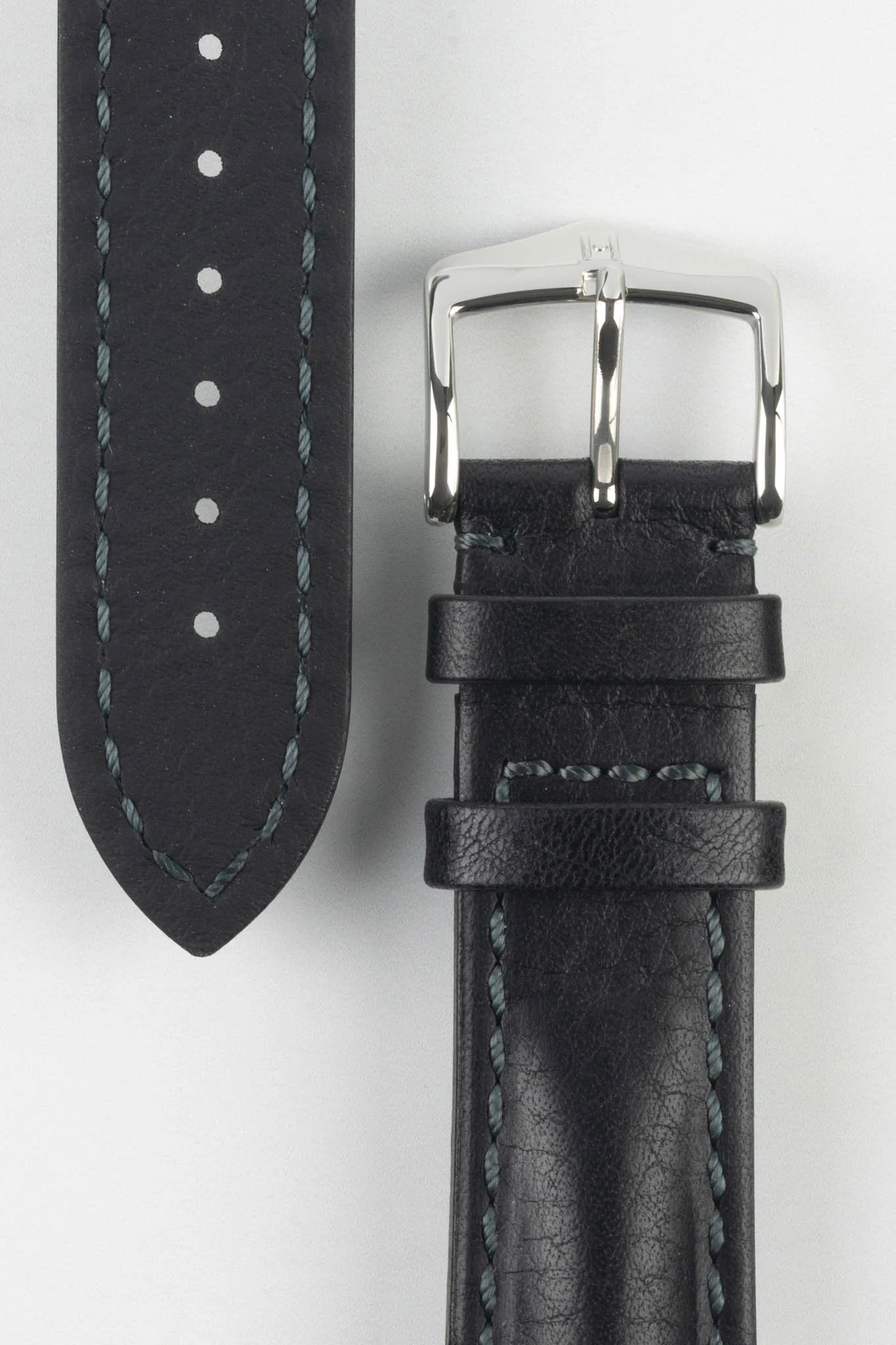 Hirsch LUCCA Tuscan Leather Watch Strap in BLACK - Image 3