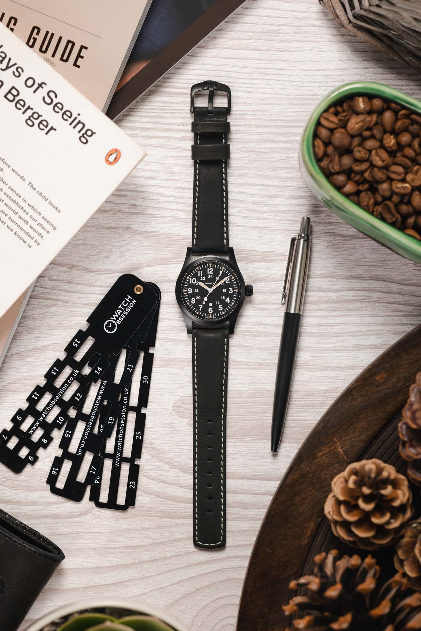 Hirsch MARINER Water-Resistant Leather Watch Strap in BLACK - Image 6
