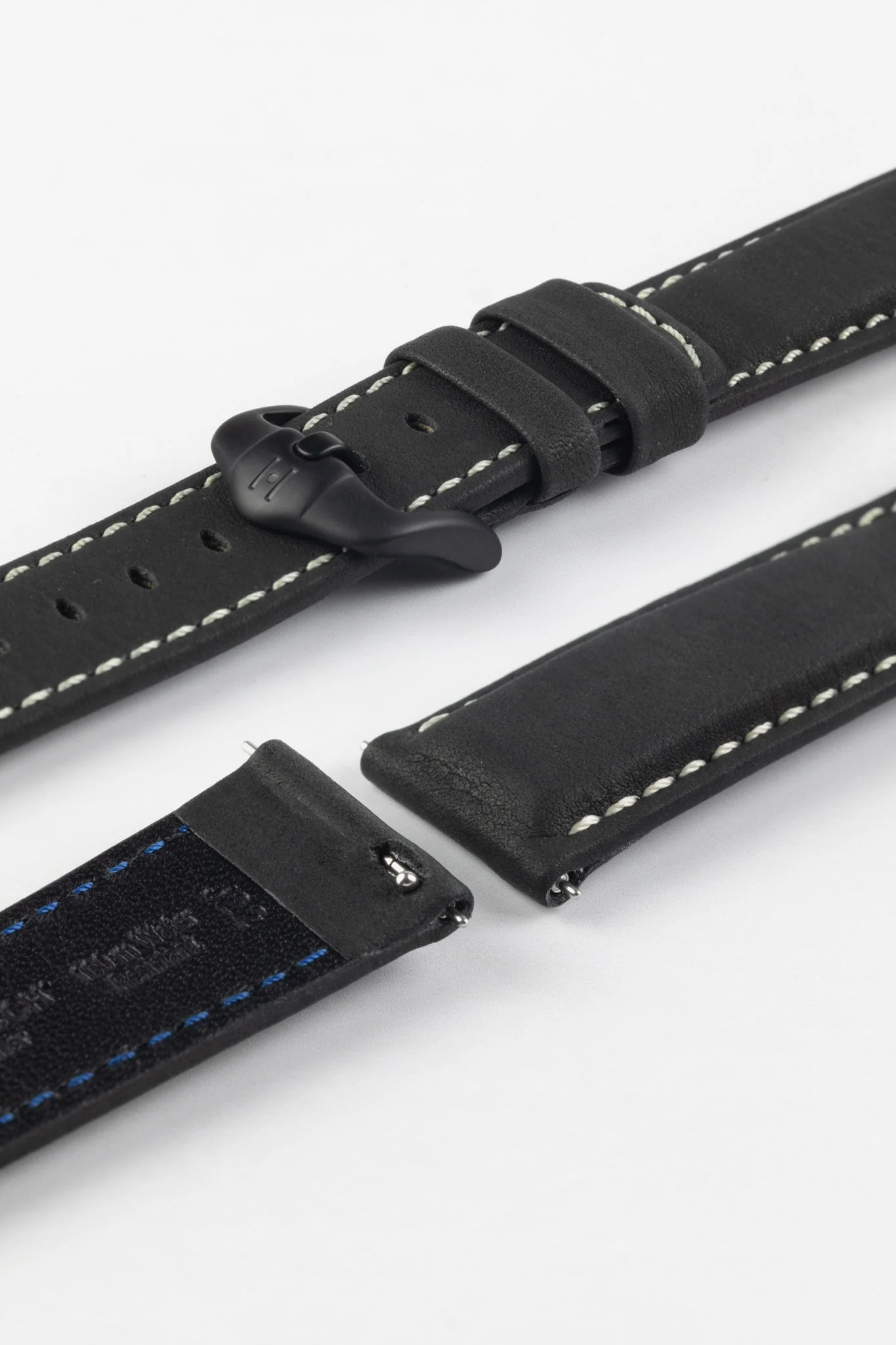 Hirsch MARINER Water-Resistant Leather Watch Strap in BLACK - Image 8