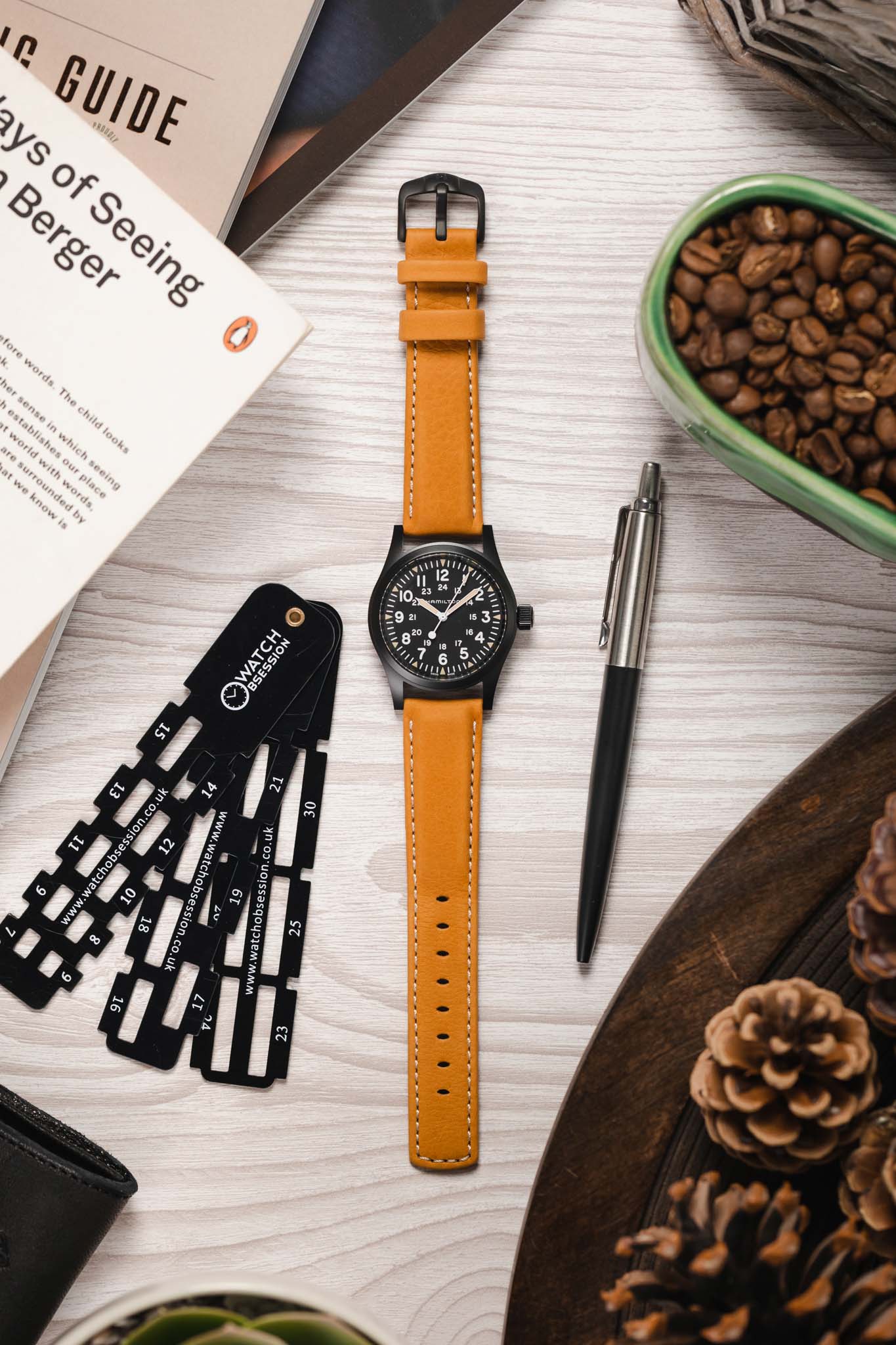 Hirsch MARINER Water-Resistant Leather Watch Strap in GOLD BROWN - Image 6