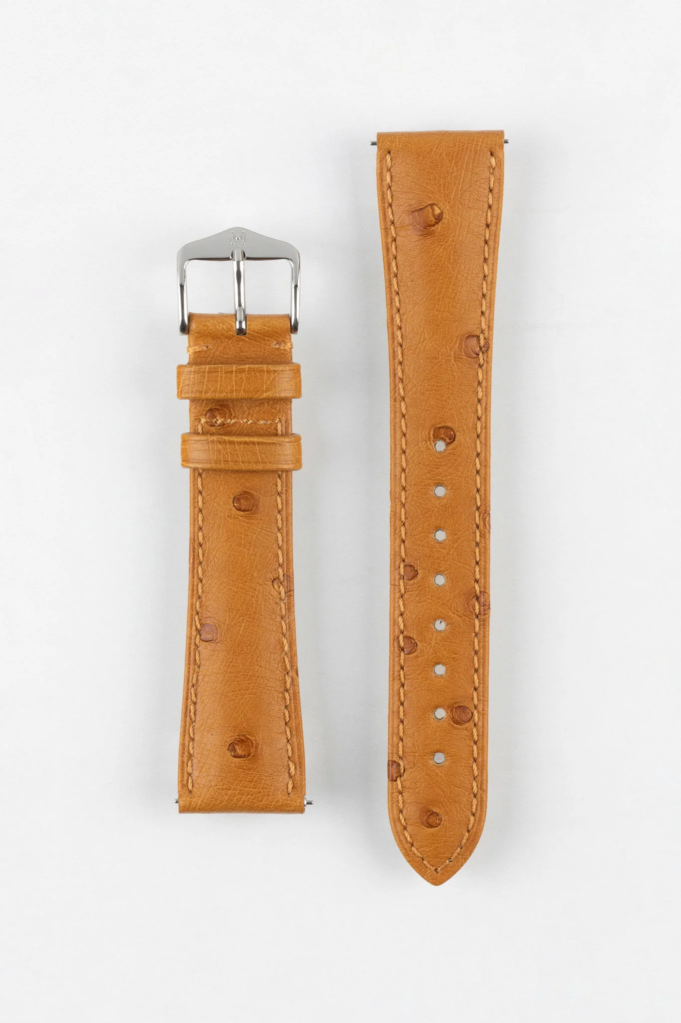 Hirsch MASSAI OSTRICH Leather Watch Strap in HONEY