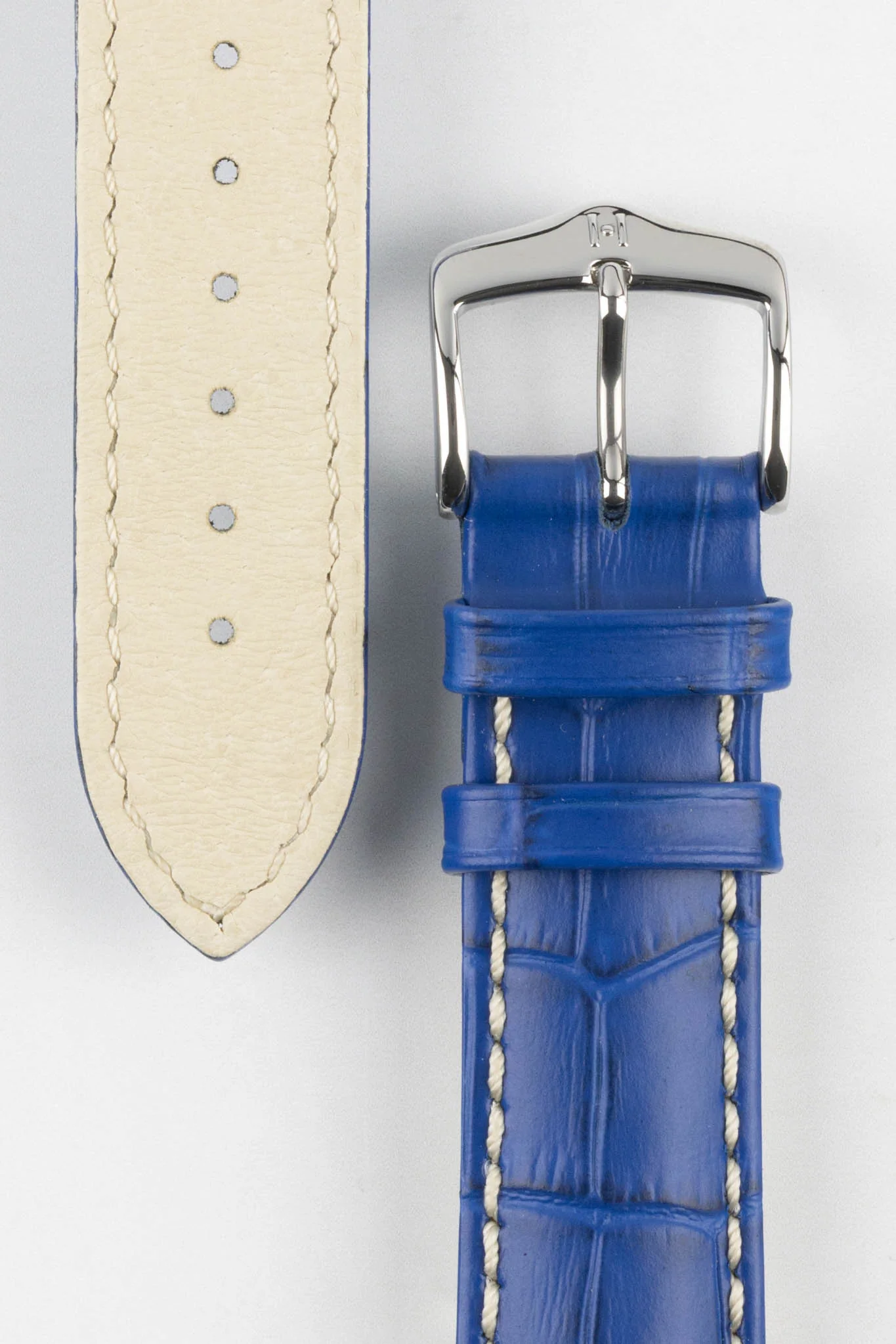 Hirsch MODENA Alligator Embossed Leather Watch Strap in ROYAL BLUE - Image 3