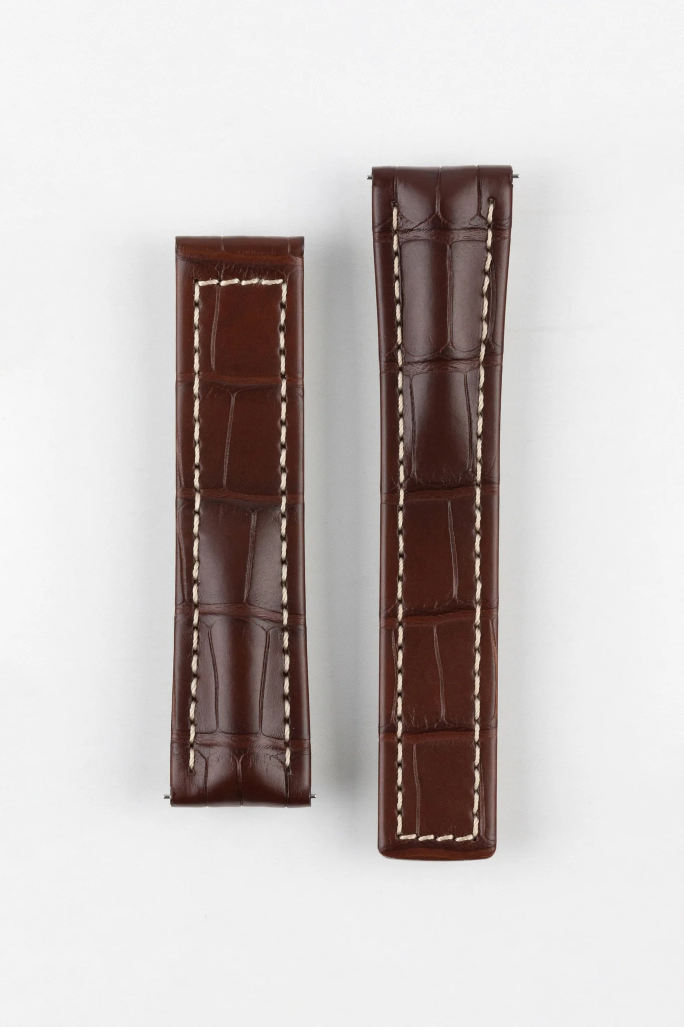 Hirsch NAVIGATOR Alligator Deployment Watch Strap in BROWN