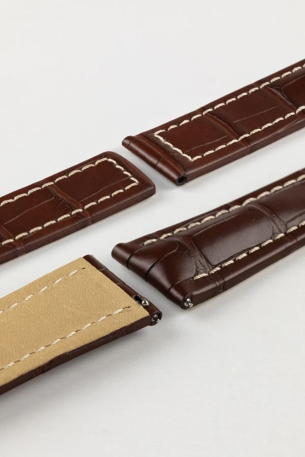 Hirsch NAVIGATOR Alligator Deployment Watch Strap in BROWN - Image 5