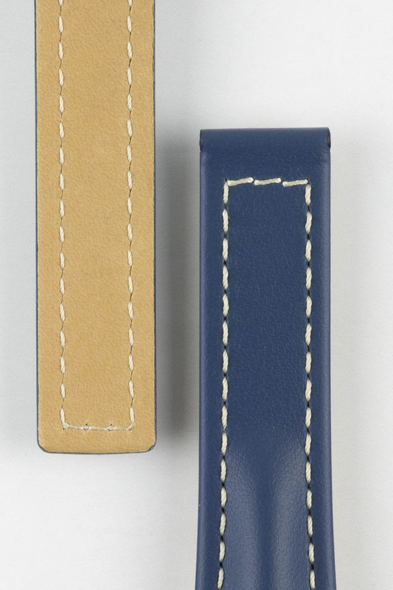 Hirsch NAVIGATOR Calfskin Leather Deployment Watch Strap in BLUE - Image 3
