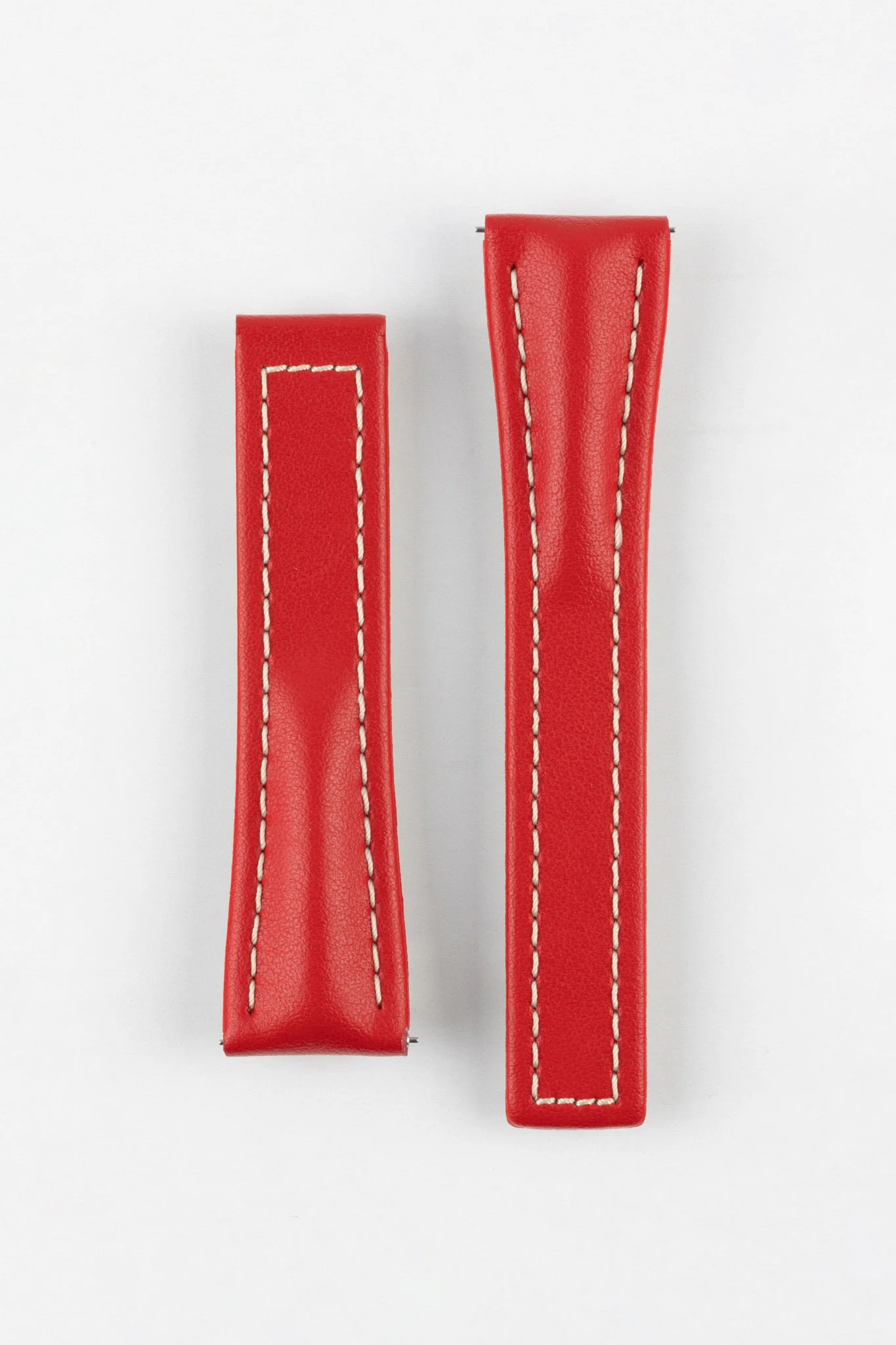 Hirsch NAVIGATOR Calfskin Leather Deployment Watch Strap in RED
