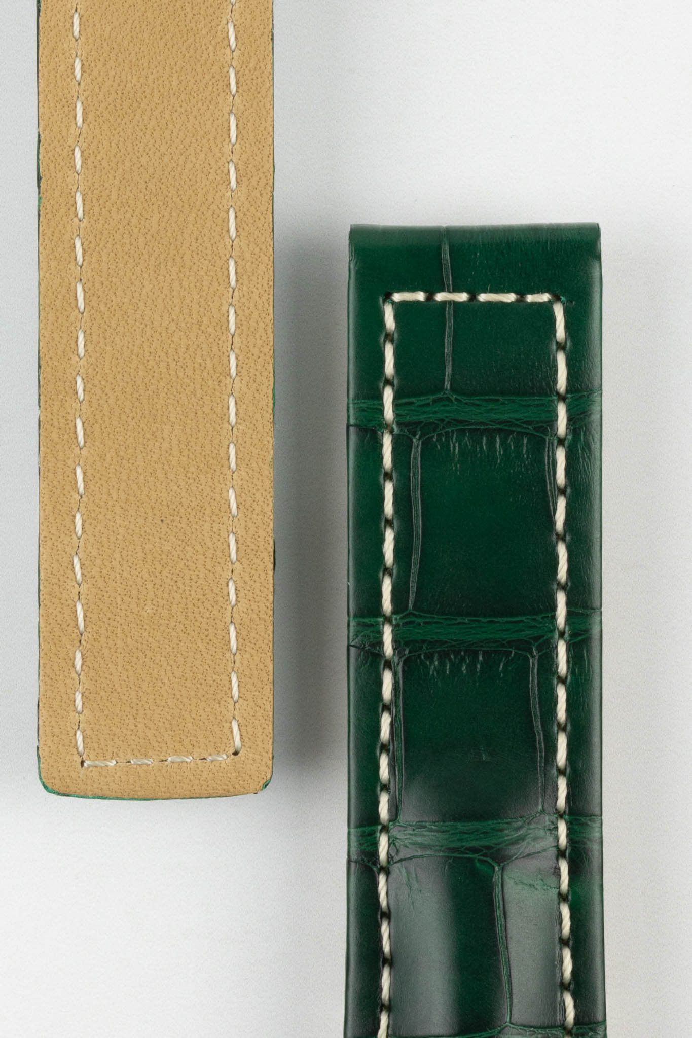 Hirsch NAVIGATOR Alligator Deployment Watch Strap in DARK GREEN - Image 3