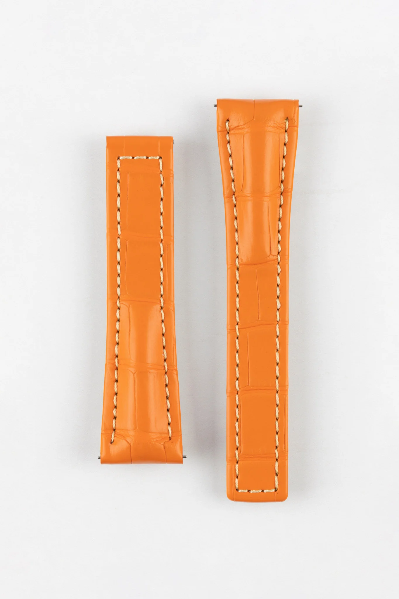 Hirsch NAVIGATOR Alligator Deployment Watch Strap in ORANGE