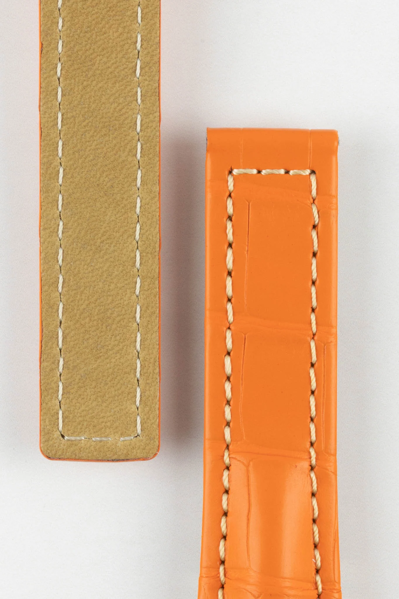 Hirsch NAVIGATOR Alligator Deployment Watch Strap in ORANGE - Image 3