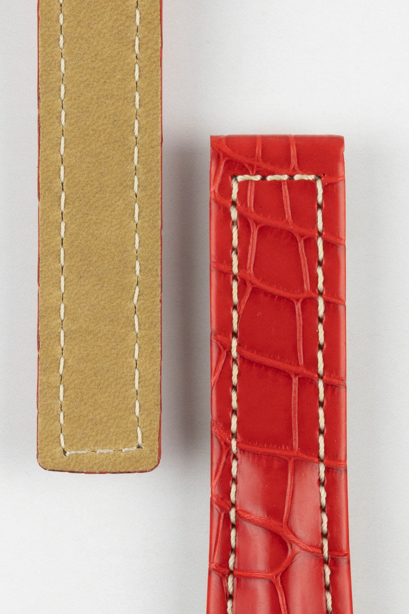 Hirsch NAVIGATOR Alligator Deployment Watch Strap in RED - Image 3