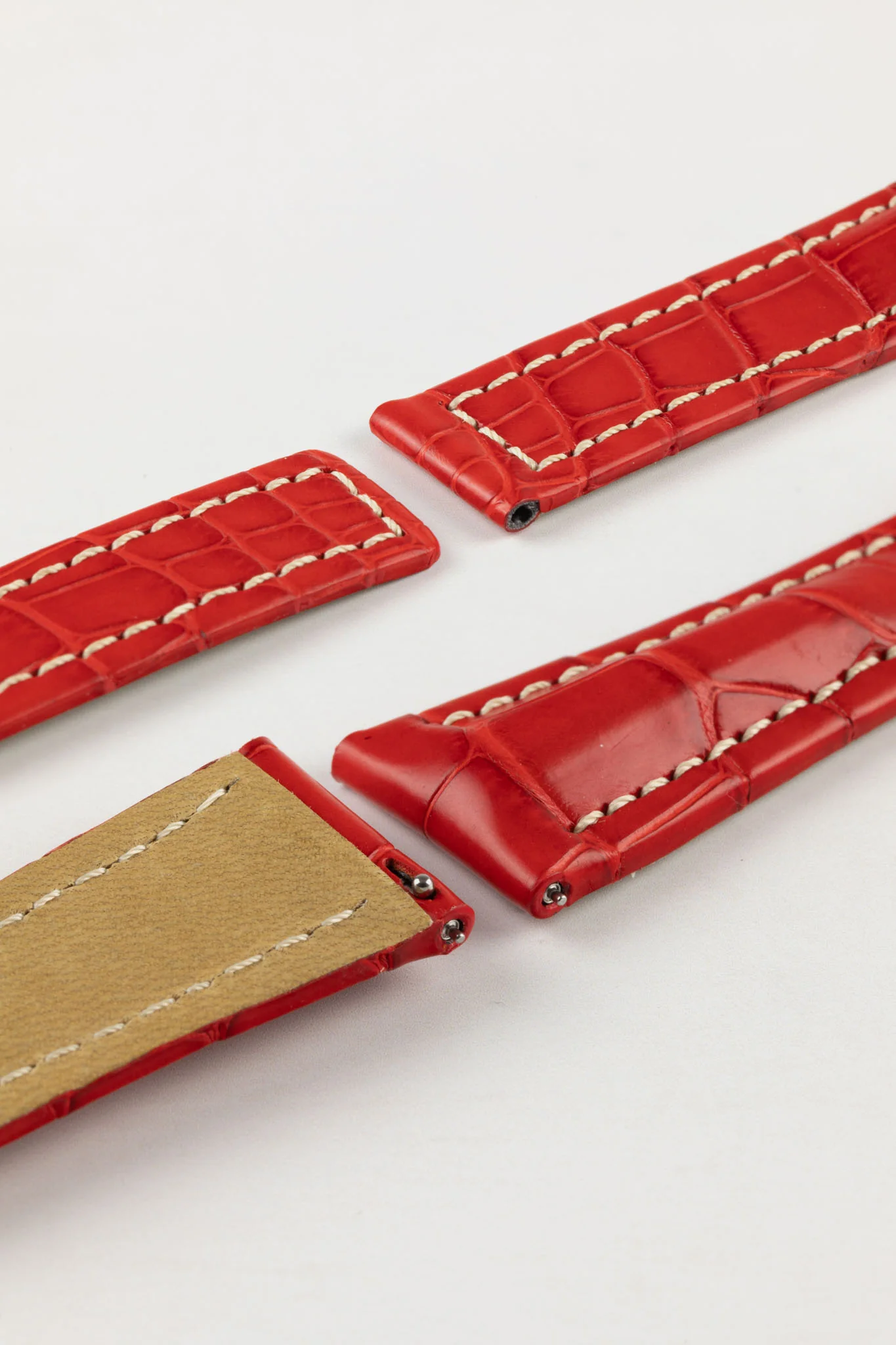 Hirsch NAVIGATOR Alligator Deployment Watch Strap in RED - Image 5