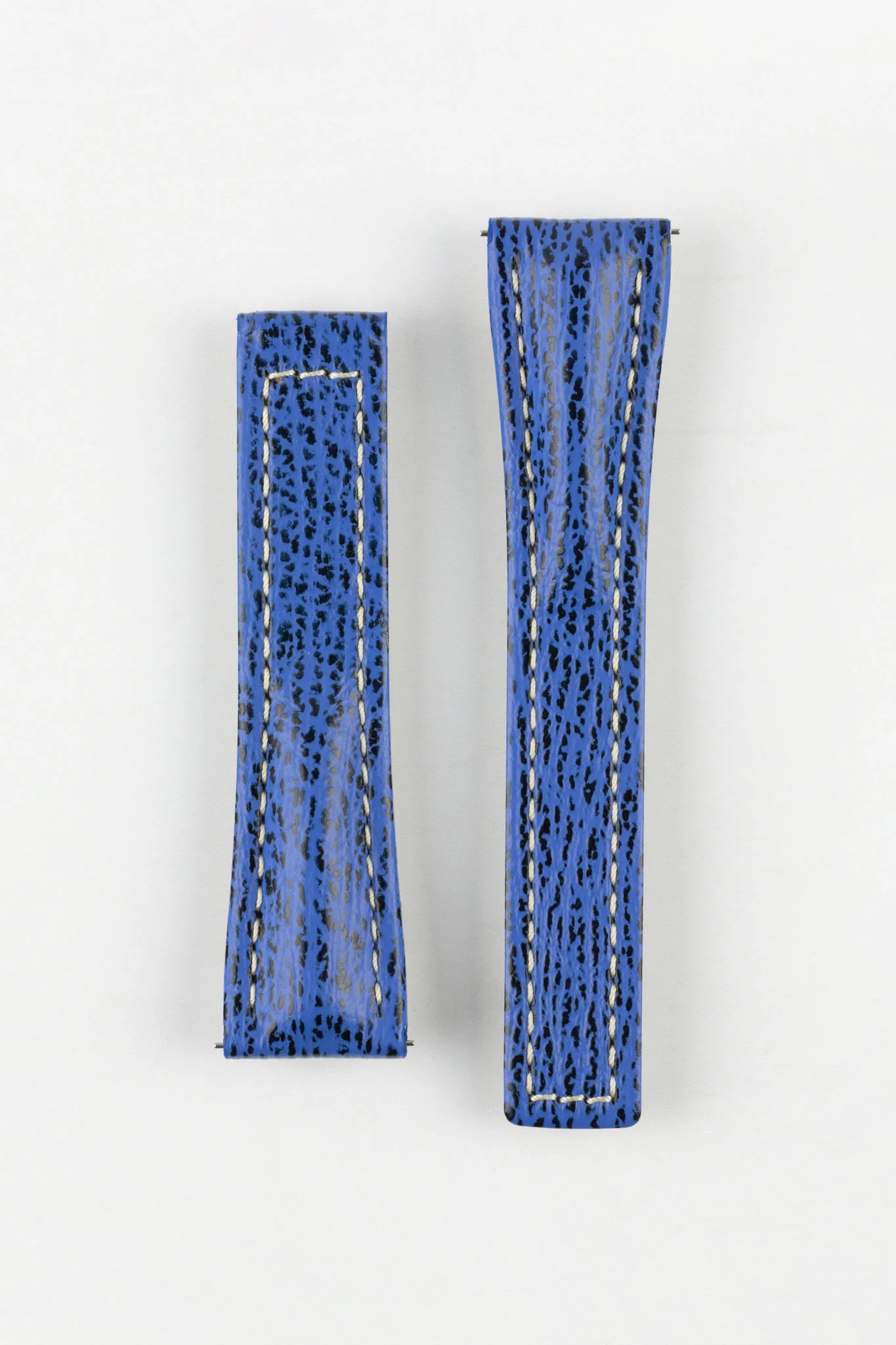 Hirsch NAVIGATOR Shark Skin Leather Watch Strap in BLUE