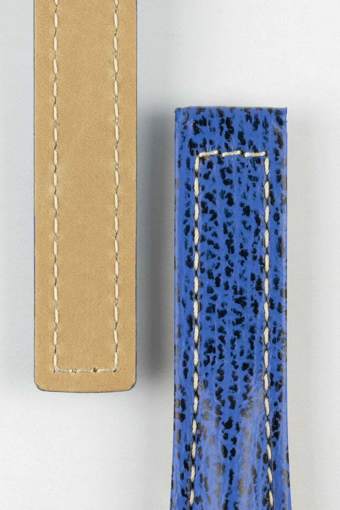 Hirsch NAVIGATOR Shark Skin Leather Watch Strap in BLUE - Image 3