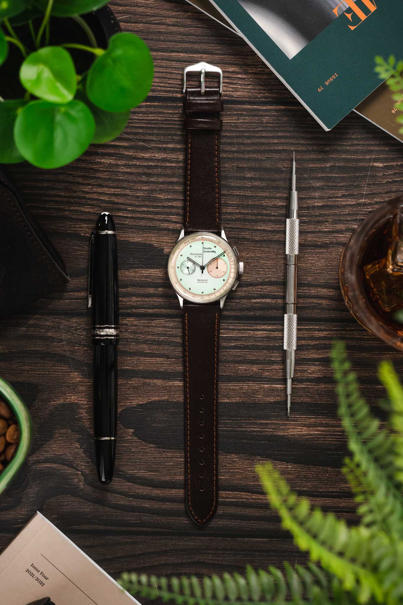 Hirsch OSIRIS Calf Leather Watch Strap in BROWN - Image 6