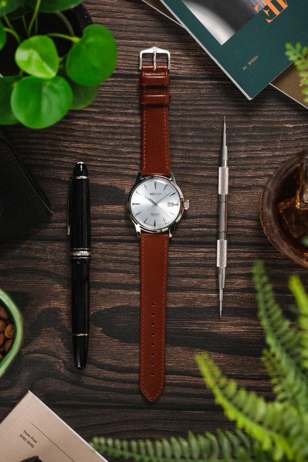 Hirsch OSIRIS Calf Leather Watch Strap in MID BROWN - Image 6