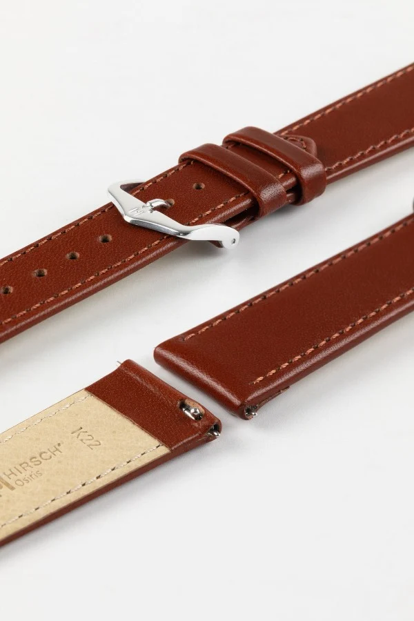 Hirsch OSIRIS Calf Leather Watch Strap in MID BROWN - Image 7