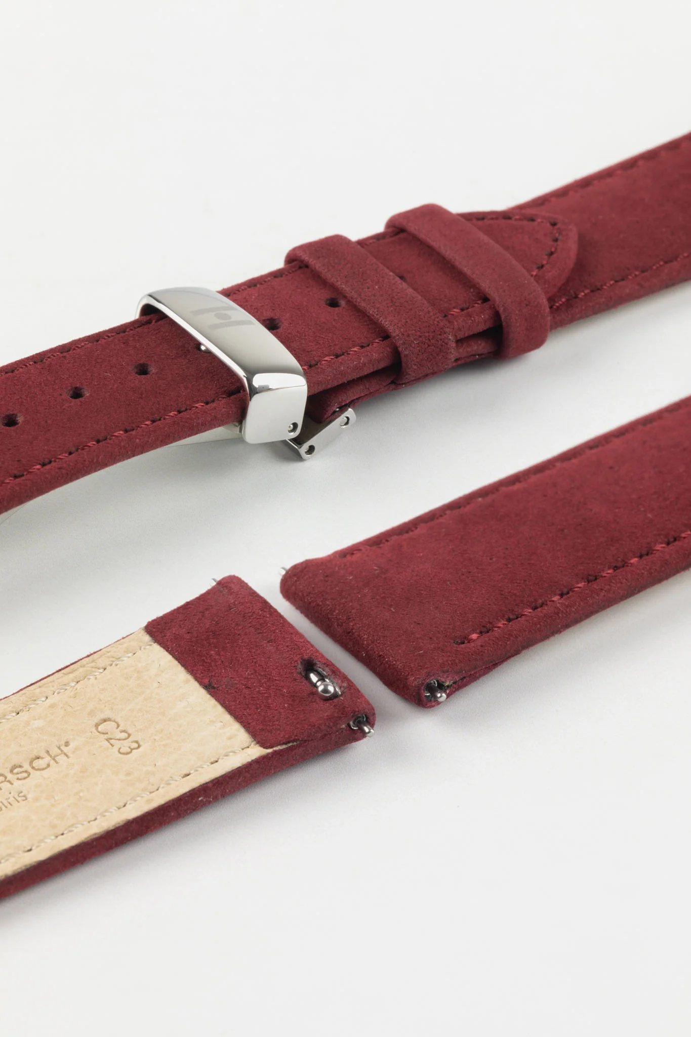 Hirsch OSIRIS Limited Edition Calf Leather with Nubuck Effect Watch Strap in BURGUNDY - Image 9